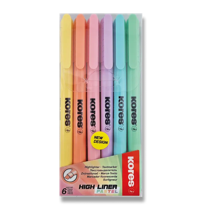 Hauptproduktbild Zvýrazňovač Kores High Liner Pastel sada 6 barev