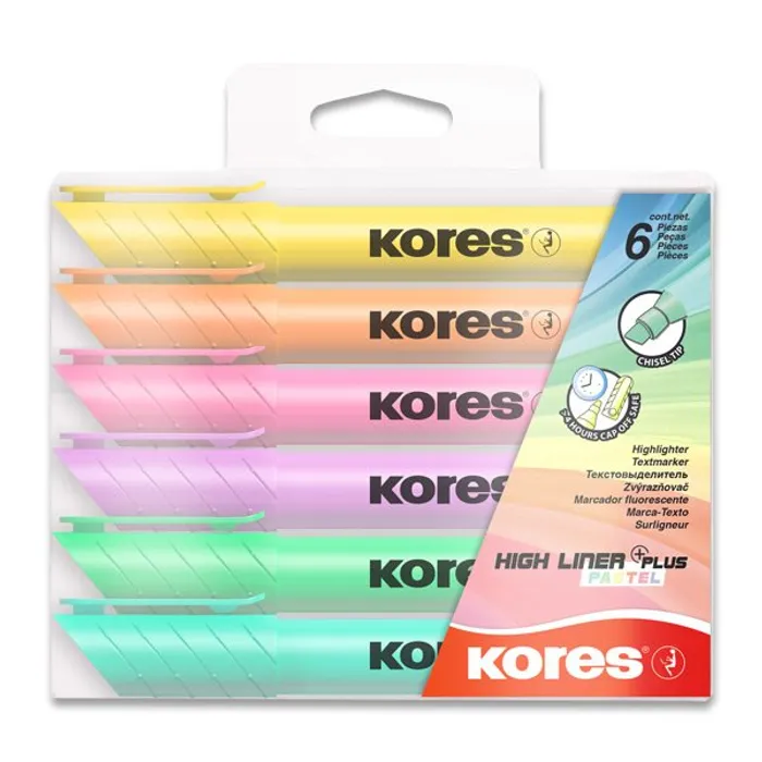 Hauptproduktbild Zvýrazňovač Kores High Liner Pastel sada 6 barev