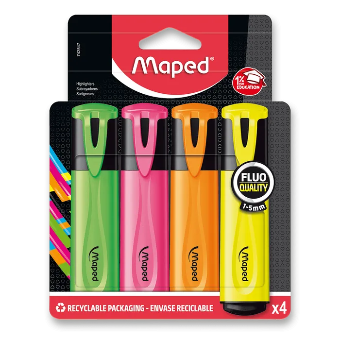 Hauptproduktbild Zvýrazňovač Maped Fluo Peps Classic - sada 4 barev