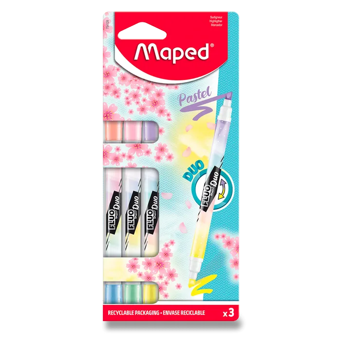 Hauptproduktbild Zvýrazňovač Maped Fluo Peps Duo Pastel sada, 3 ks