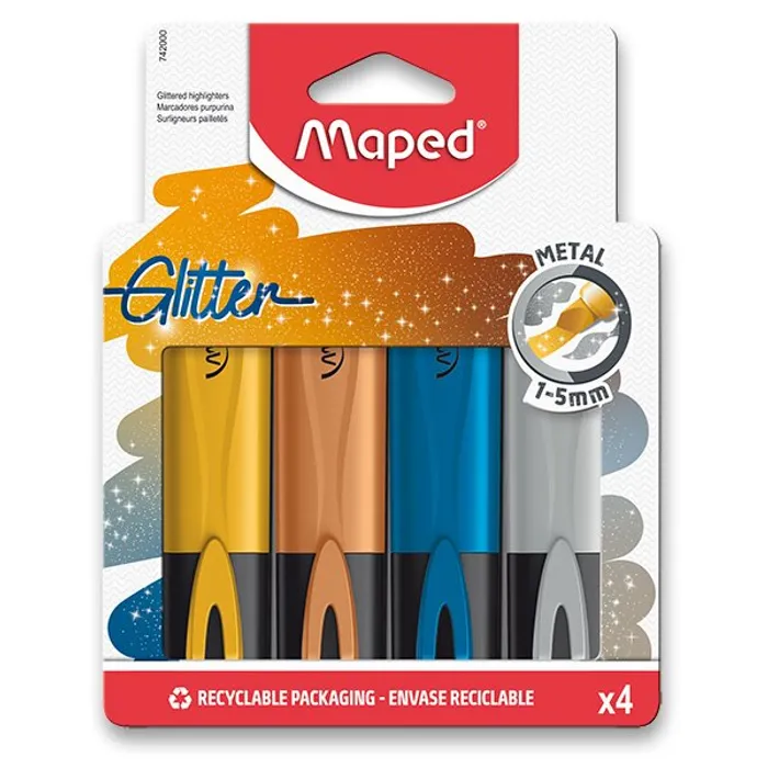 Hauptproduktbild Zvýrazňovač Maped Fluo Peps Glitter Metal sada 4 barev