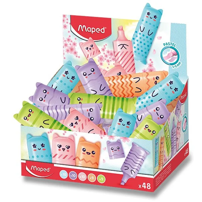 Hauptproduktbild Zvýrazňovač Maped Fluo Peps Mini Pastel stojánek, 48 ks