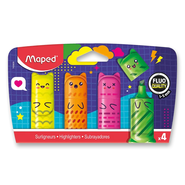 Hauptproduktbild Zvýrazňovač Maped Mini Fluo Kawai - 4 ks