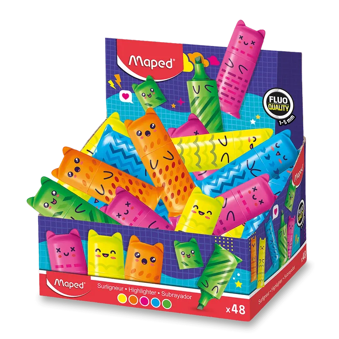Hauptproduktbild Zvýrazňovač Maped Mini Fluo Kawai - stojánek, 48 ks
