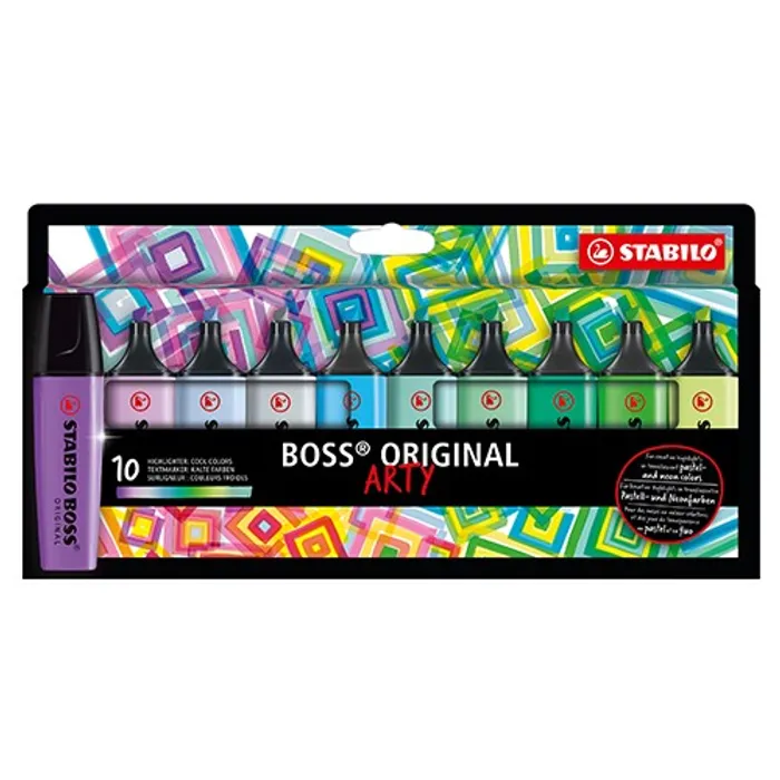 Hauptproduktbild Zvýrazňovač STABILO BOSS ORIGINAL 10 ks, studené barvy "ARTY"
