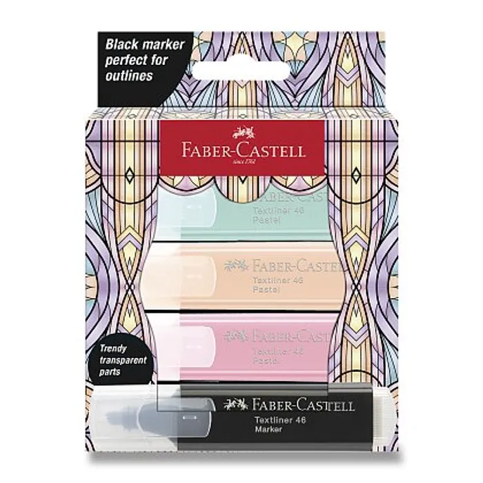 Hauptproduktbild Zvýrazňovače Faber-Castell Glassy Pastel, 4 ks