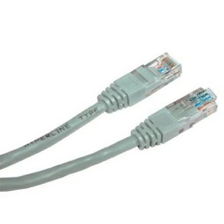 Papírenské zboží - UTP patchcord, Cat.5e, RJ45 M-7m, nestíněný, křížený, šedý, k propojení 2 PC, economy