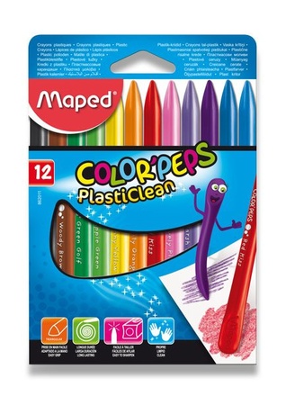 Papírenské zboží - Plastové pastely Maped Color'Peps Plasticlean - 12 barev, trojhranné