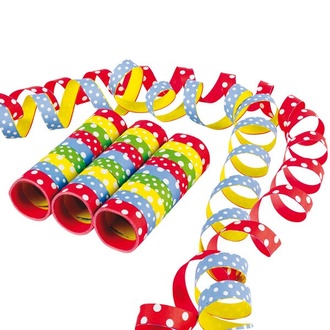 Papírenské zboží - Serpentiny s puntíky 3 ks, 14 mm x 4 m