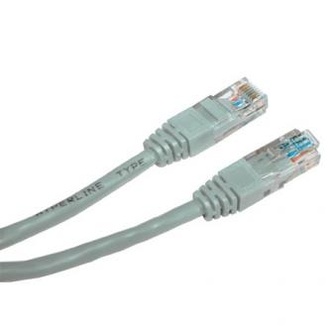 Papírenské zboží - UTP patchcord, Cat.5e, RJ45 M-10m, nestíněný, křížený, šedý, Logo, blistr