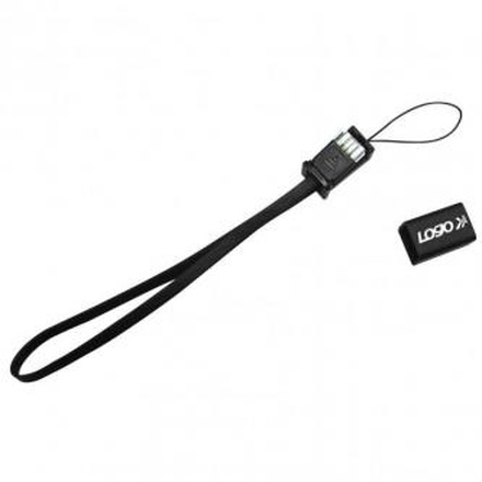 Papírenské zboží - Kabel USB (2.0), USB A M- USB micro M, 0.3m, černý, Logo, poutko na mobil