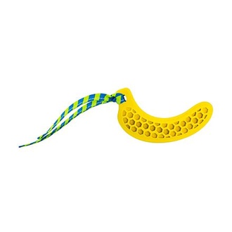 Papírenské zboží - Dentální hračka banán přírodní guma pro štěňata s látkovým střapcem 12 cm HipHop 