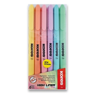 Papírenské zboží - Zvýrazňovač Kores High Liner Pastel sada 6 barev