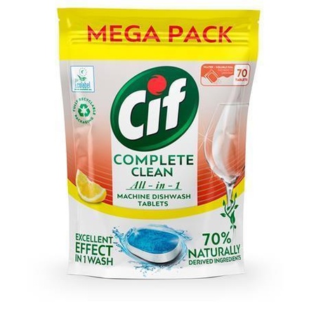 Papírenské zboží - Tablety do myčky nádobí "Complete Clean All-in-One", 70ks, citrón, CIF