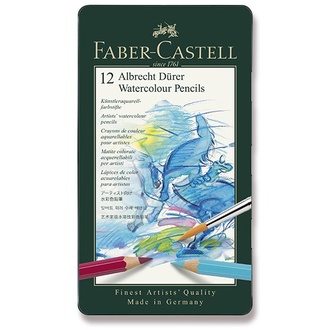 Papírenské zboží - Akvarelové pastelky Faber-Castell 117512 Albrecht Dürer, plechová krabička 12 ks 