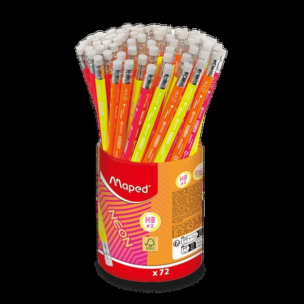 Papírenské zboží - Grafitová tužka Maped Neon s pryží tvrdost HB, stojánek 72 ks