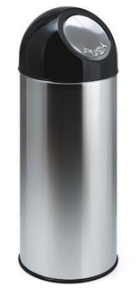Papírenské zboží - Push top wastebin, 55 l, metal, VEPA BINS, silver/black