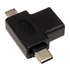 Papírenské zboží - USB Adapter, (2.0), USB A F-microUSB M + USB C M, 0, schwarz, plastic bag, OTG