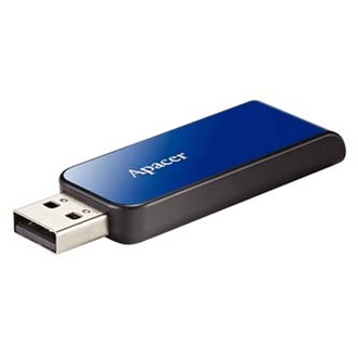 Papírenské zboží - Apacer USB flash disk, USB 2.0, 16GB, AH334, modrý, AP16GAH334U-1, USB A, s výsuvným kone