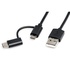 Papírenské zboží - USB Kabel (2.0), USB A M - microUSB M + USB C M, 1m, rund, schwarz, plastic bag