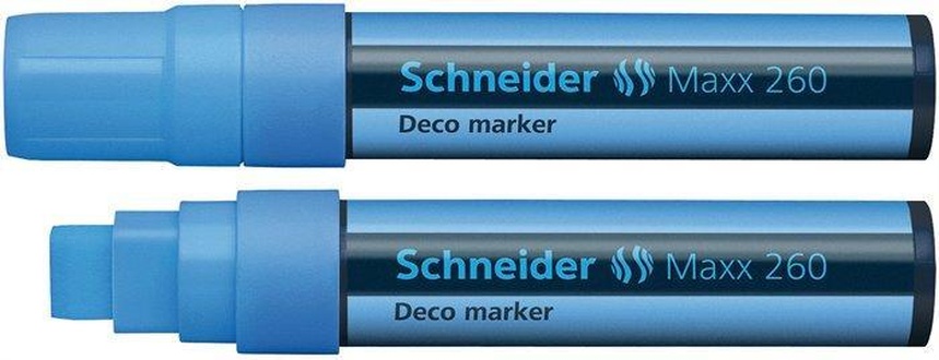 Papírenské zboží - Křídový popisovač "Maxx 260", světle modrá, 2-15mm, tekutý, SCHNEIDER