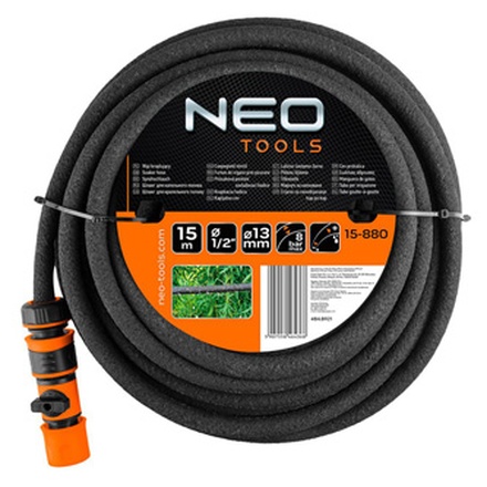 NEO TOOLS odkapávací hadice 15m, 1/2, 8bar, černá, 15-880