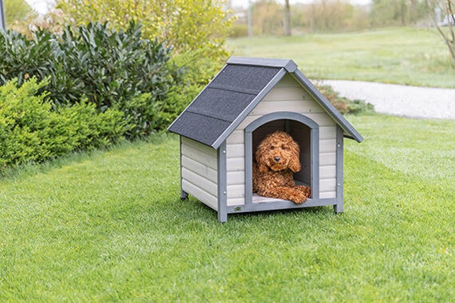 Papírenské zboží - NATURA bouda pro psa se sedlovou střechou, M: 77 x 82 x 88 cm, šedá