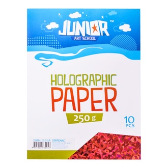 Papírenské zboží - Dekorační papír A4 10 ks červený holografický 250 g