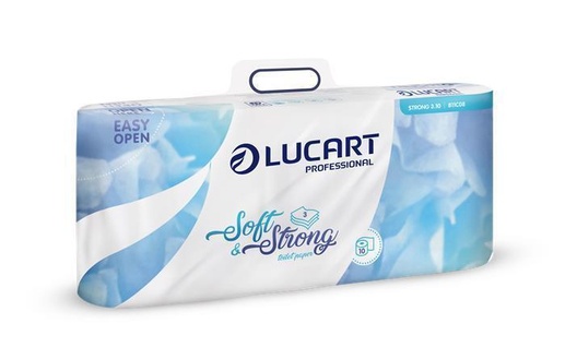 Papírenské zboží - Toaletní papír "Soft and Strong", bílá, třívrstvý, malé role, 10 rolí, LUCART