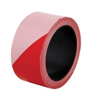Papírenské zboží - Bezpečnostní páska, nepřilnavá, 100 m, 5 cm, červeno-bílá