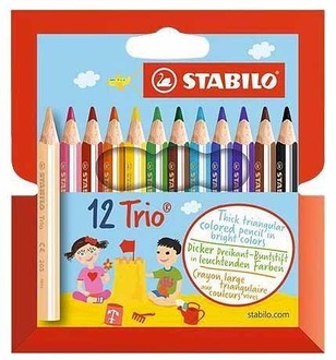 Papírenské zboží - Trojhranné pastelky STABILO Trio silná krátká - 12 ks sada