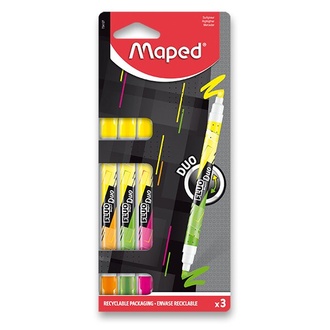 Papírenské zboží - Zvýrazňovač Maped Fluo Peps Duo Neon sada, 3 ks