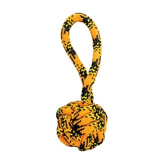Papírenské zboží - Přetahovadlo s uzlovaným míčem HipHop ROPE  o 7cm /20 cm, neon oranžová, černá, žlutá