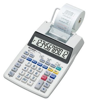 Papírenské zboží - Kalkulačka s tiskem "1750V", 12 místný displej, 2-barevný tisk, SHARP