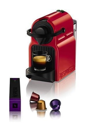 Papírenské zboží - Kávovar na kapsle "Nespresso-XN 1005 Inissia", rubínová, KRUPS