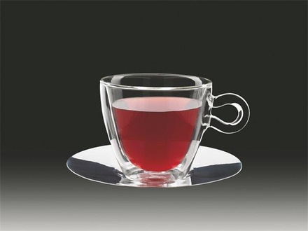 Papírenské zboží - Hrnek na čaj s nerezovým podšálkem "Thermo", 30 cl, dvoustěnný [2 ks]