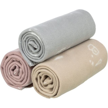 Papírenské zboží - Vánoční fleecová deka LILJA, mix barev (béžová, šedá, starorůžová)100 x 70 cm