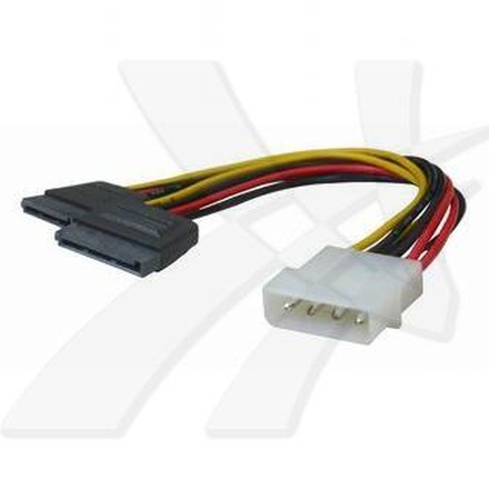Papírenské zboží - Kabel k hardisku S-ata napájecí, DC 5,25&quot; M- DC SATA 2x M, 0.2m, rozdvojka, color, L