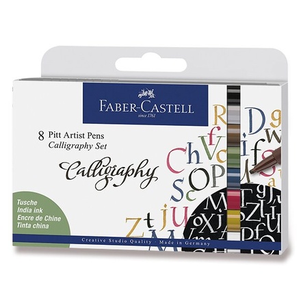 Papírenské zboží - Popisovač Faber-Castell Pitt Artist Pen Calligraphy - 8 kusů