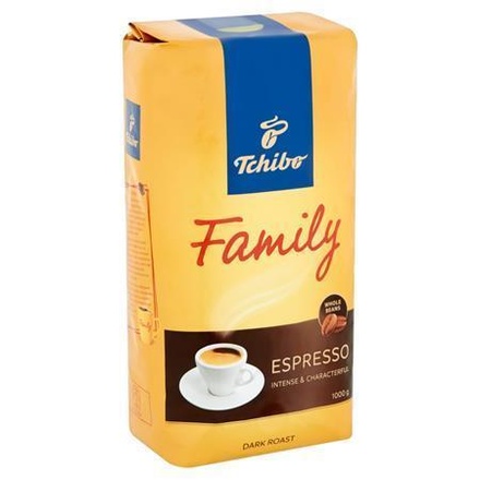 Papírenské zboží - Káva "Family Espresso", pražená, zrnková, 1000 g, TCHIBO
