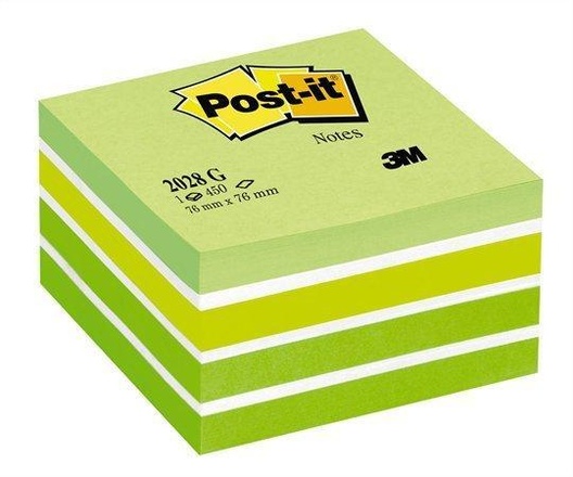 Papírenské zboží - Samolepící bloček, 76x76 mm, 450 lístků, 3M POSTIT, zelený