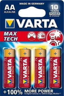 Papírenské zboží - Baterie, AA (tužková),  4 ks, VARTA "MaxTech"