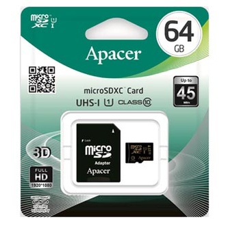Papírenské zboží - Apacer paměťová karta Secure Digital, 64GB, micro SDXC, AP64GMCSX10U1-R, UHS-I U1 (Class