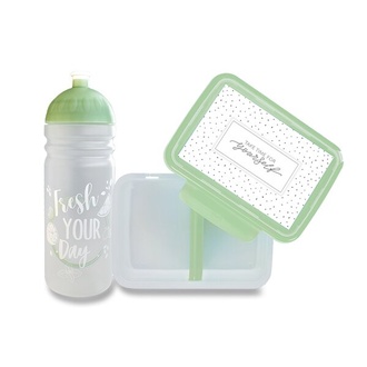 Papírenské zboží - Set Zdravá lahev 0,7 l a Zdravá sváča Fresh olivová