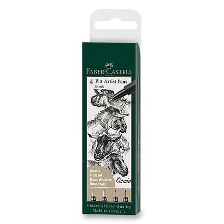 Papírenské zboží - Popisovač Faber-Castell Pitt Artist Pen sada 4 ks, XS, S, F, M, černé