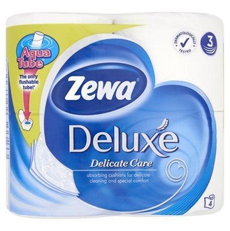 Papírenské zboží - Toaletní papír, 3vrstvý, 4 role,  ZEWA "Deluxe", bílý
