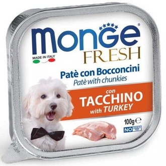 Papírenské zboží - MONGE FRESH - paštika a kousky s krůtou 100 g pro psy 