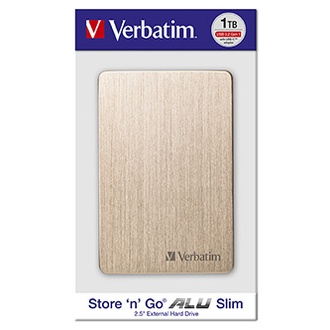 Papírenské zboží - Externí pevný disk, Verbatim, 2,5", 1TB, Store,n,Go, USB 3.0, 53664, blistr, zlatá