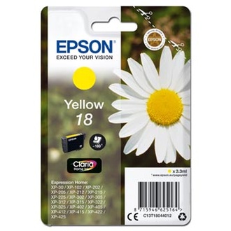 Papírenské zboží - Epson originální ink C13T18044012, T180440, yellow, 3,3ml, Epson Expression Home XP-102,