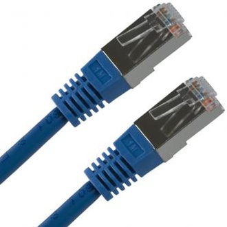 Papírenské zboží - FTP patchcord, Cat.5e, RJ45 M-5m, stíněný, modrý, čistá měď, economy